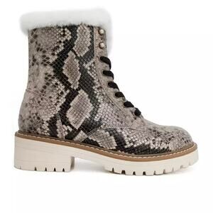 Sugar Women Snake Print Vegan Leather Kaedy Casual Comfort Combat Boots 8M